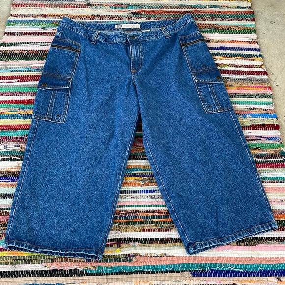 Vintage Faded Glory Cargo Denim Capri Jeans-#1936+ - Picture 4 of 12